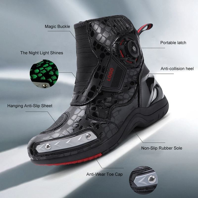 Scarpe da motociclista in pelle con supporto per caviglia impermeabile professionale | 666