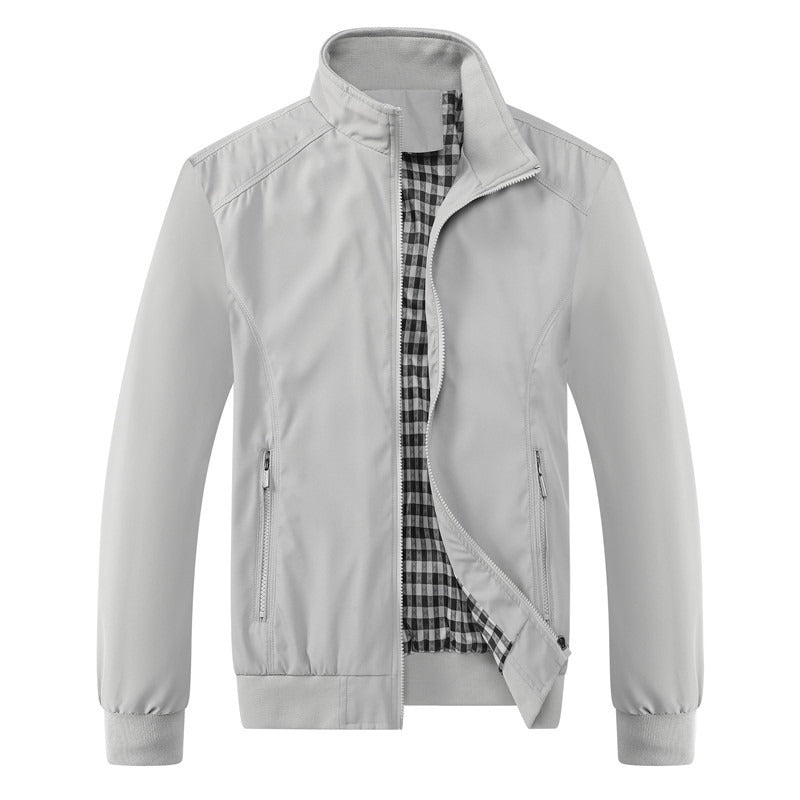 Men Solid Color Zipper Jackets Stand Collar Casual Outwear Tops Coat Jacket | S1268