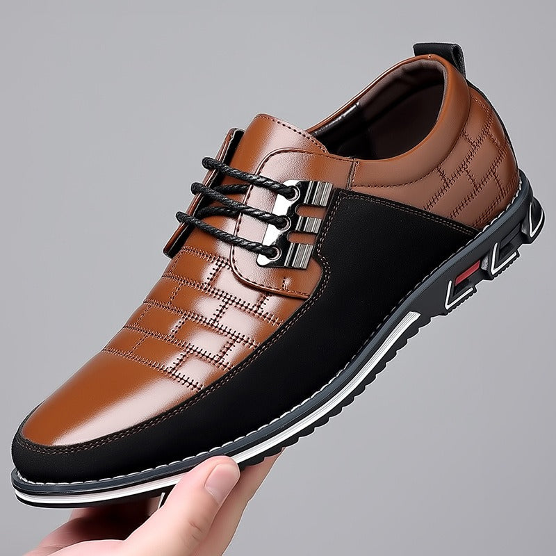 Men's Plaid British Style Derby Shoes Non-Slip Leather Loafers Moccasins Wedding Dress Shoes |