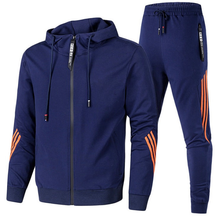 Survêtement décontracté pour hommes, ensemble athlétique à manches longues, veste zippée complète et pantalon, costume à capuche