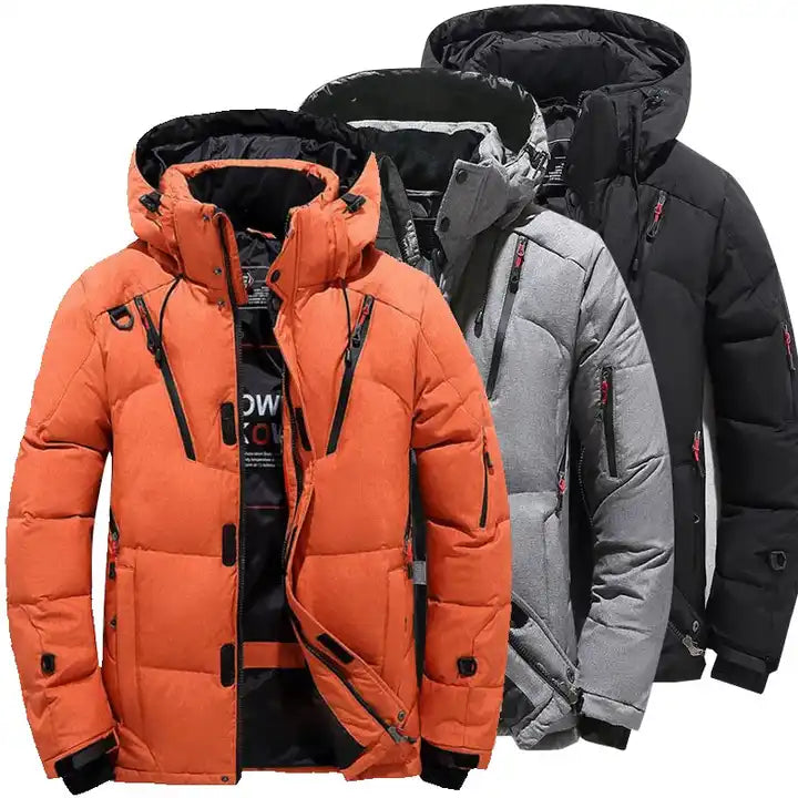 Parka da uomo, piumino d'anatra, cappotto invernale spesso con cappuccio, giacca da trekking calda | 1987