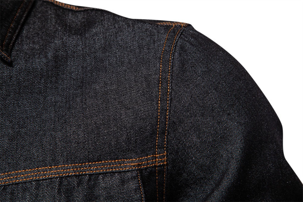 Men’s Washed Denim Shirt – Long Sleeve 100% Cotton Casual Button-Up Top | 6025