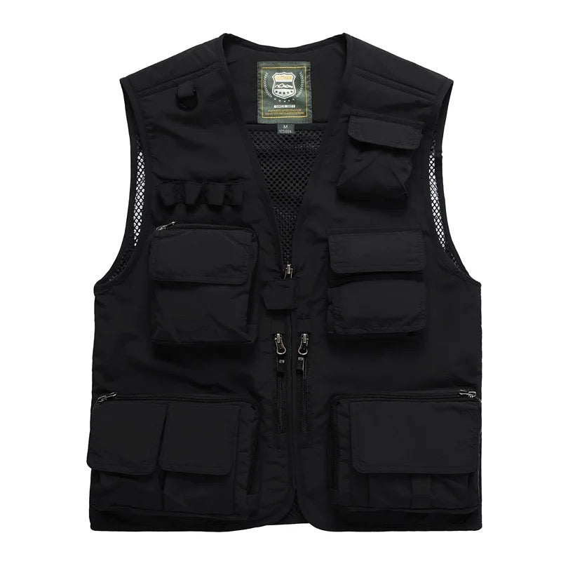 Gilet cargo multitasche da uomo, maglione da pesca per arrampicata, campeggio, escursionismo, gilet estivo