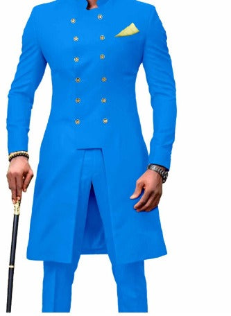 Smoking doppiopetto da uomo, completo da sposo, giacca e pantalone slim | 2016054 (1873)