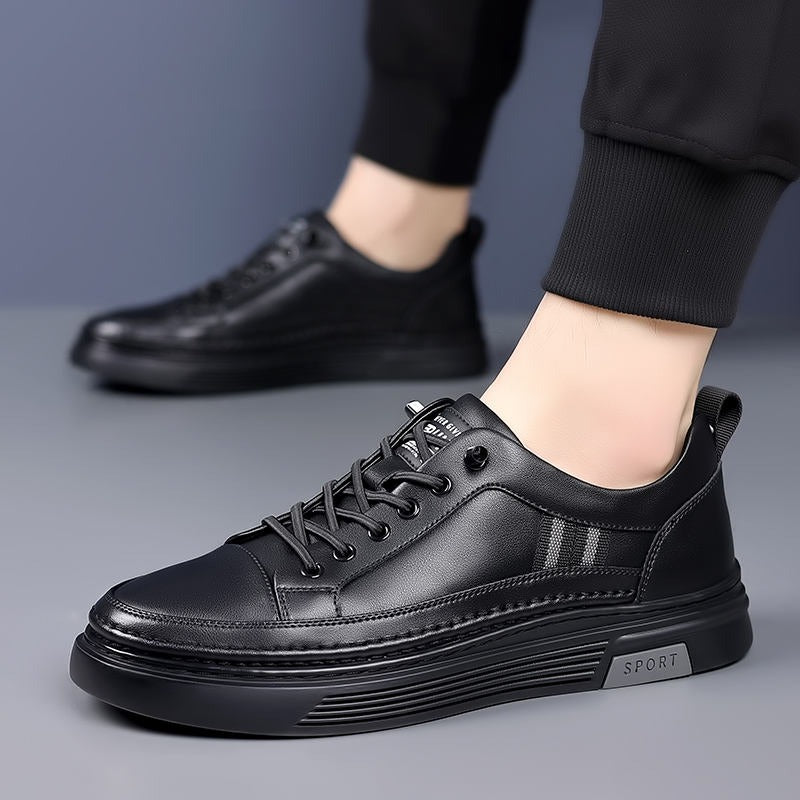 Sneakers in pelle casual con punta affilata comode scarpe traspiranti con lacci | L8081