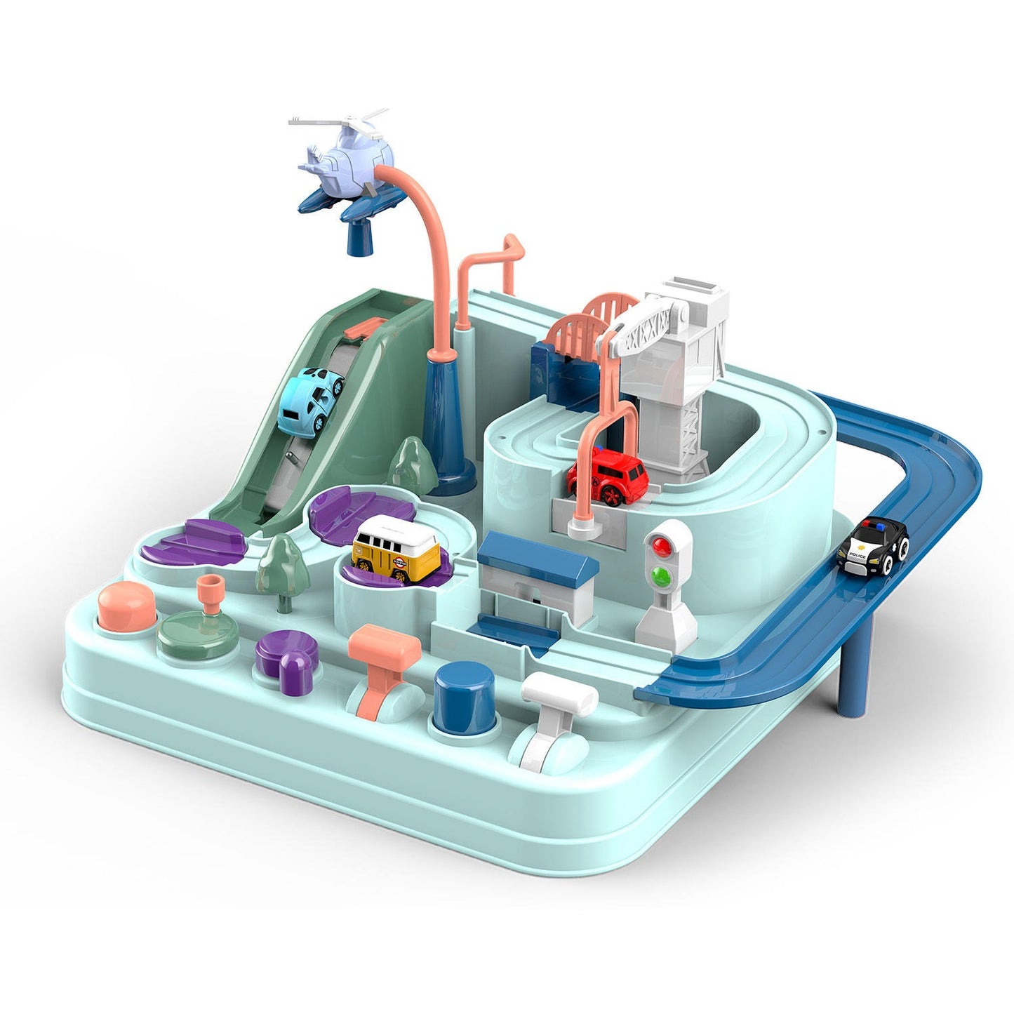 Bambini Avventura Veicoli Giocattoli Puzzle Città Salvataggio Educativo Playset Slot Car Pista Giocattolo Mini Telecomandato Auto