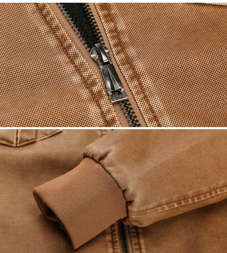 Veste en cuir PU à col montant pour homme avec fermeture éclair solide et décontractée | 833