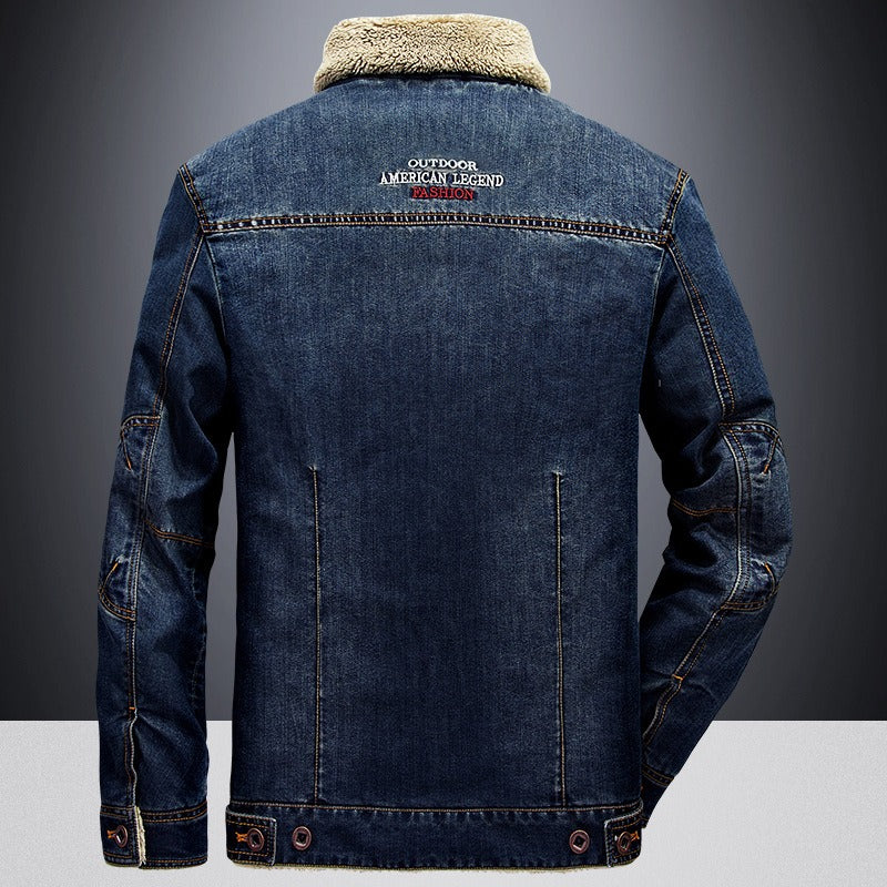 Veste en jean décontractée en velours grande taille pour homme | 66009