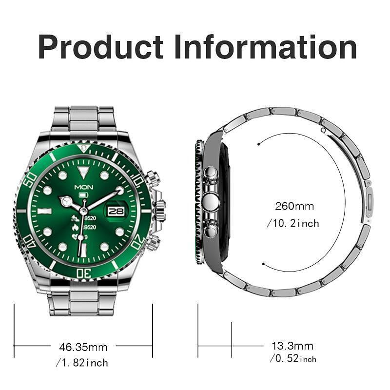 Montre connectée pour homme avec bracelet en acier et appels BT, style Rolex, pour le sport et les affaires | AW-12