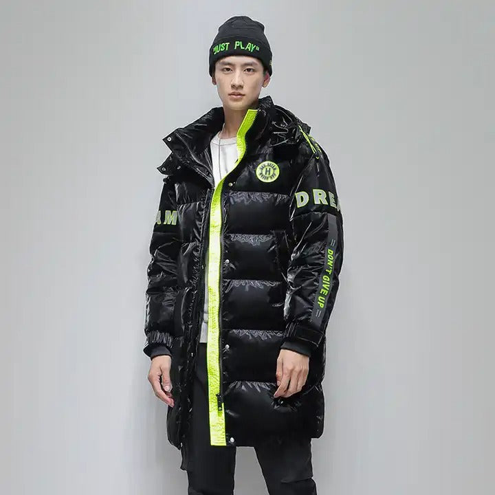 Unisex Inverno Piumino d'anatra Più giacche spesse Cerniera Cappuccio Imbottito Lungo Cappotto