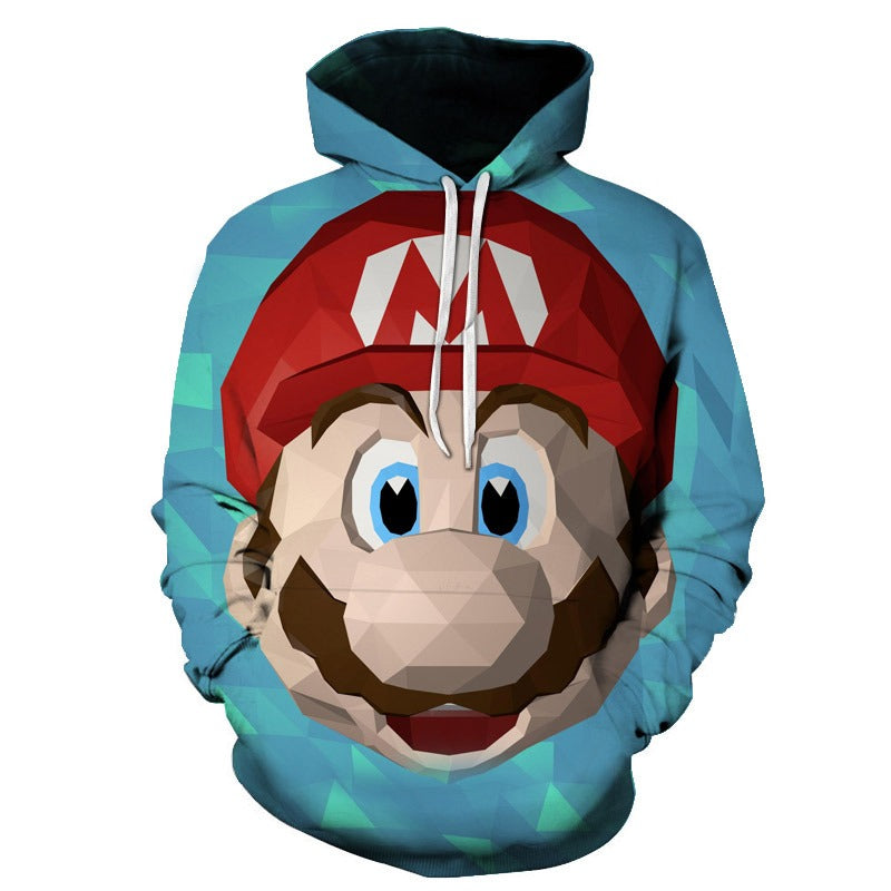 Felpa con cappuccio stampata Super Mario Bros Pullover Autunno hip-hop Cappotto Felpa Maglione | w17747
