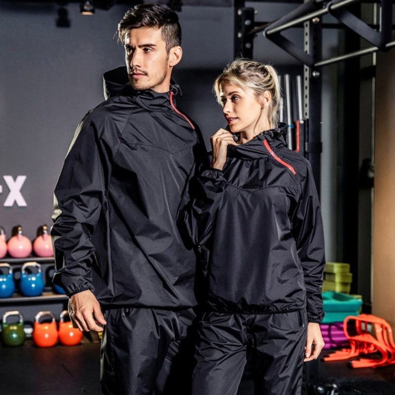 Men's Running Pullover Two-Piece Set Weight Loss Control Body Fat Sauna Sweat Suit | YJ9681