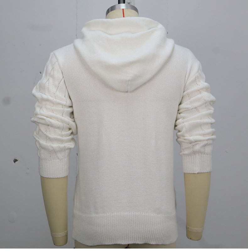Men's Knitwear Twisted Drawstring Hooded Pullover Sweater 7-Needle Woolen Sweatshirt Jacket | SY0139