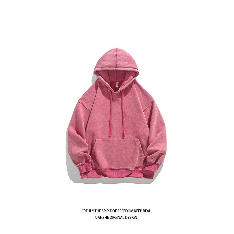 Unisex Heavy French Terry Bonded Fleece Hoodie Thick Vintage Distressed Washed Pullover | A042-23XW99282