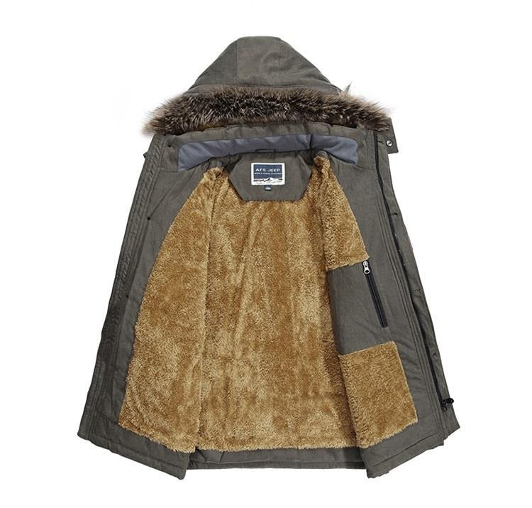 Veste à capuche en coton pour homme, manteau mince doublé en polaire épaisse, parka chaude et décontractée | 7176