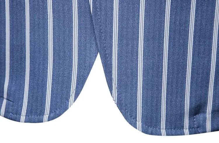 Giacca da uomo blu a righe con due bottoni, da festa, da lavoro, formale | 1812