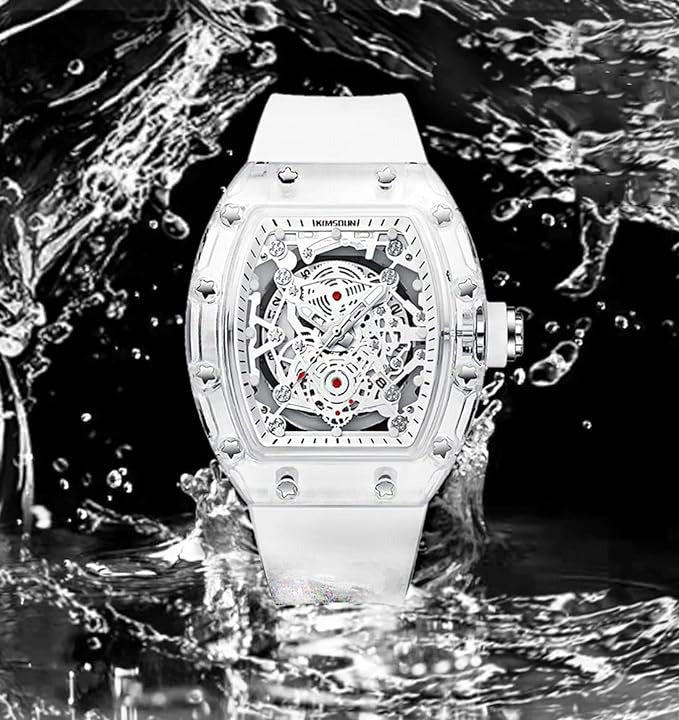 Orologi da uomo di lusso Orologio meccanico automatico a forma di barile trasparente | K-2015A