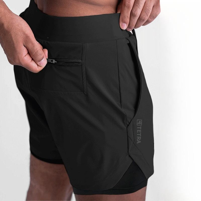 New Double Deck Running Shorts Fitness Workout Bermuda Quick Dry Short Pants Bottoms | K-55