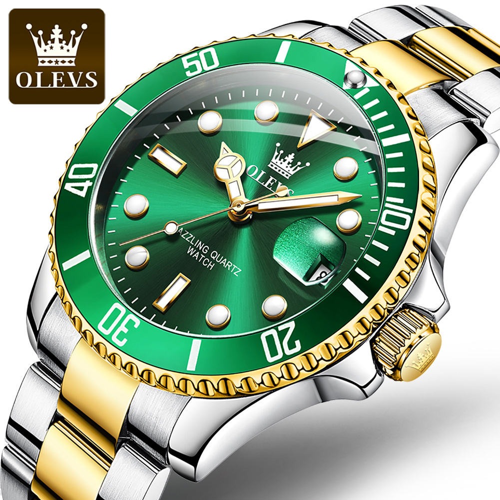 Men's Premium Stainless Steel Band Quartz Watch with Calendar Fashion Wristwatch | OLEVS5885