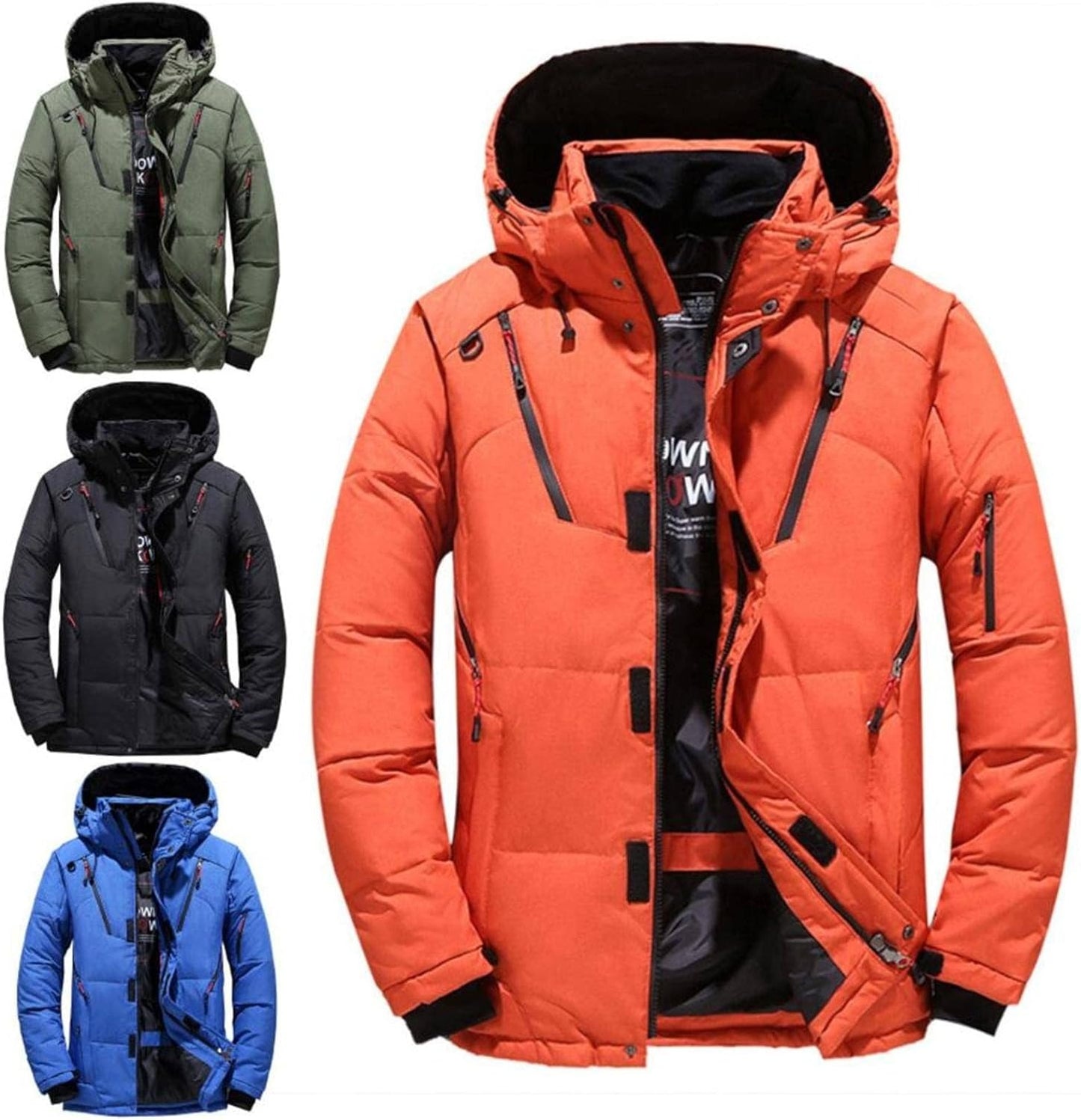 Parka da uomo, piumino d'anatra, cappotto invernale spesso con cappuccio, giacca da trekking calda | 1987