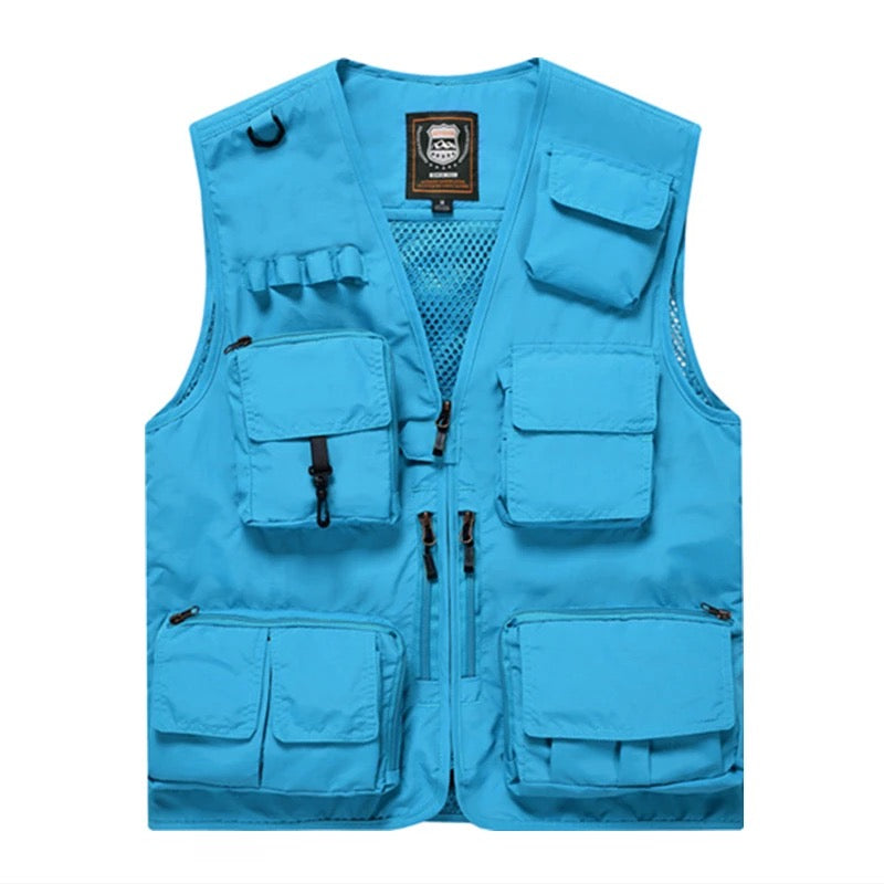 Gilet cargo multitasche da uomo, maglione da pesca per arrampicata, campeggio, escursionismo, gilet estivo