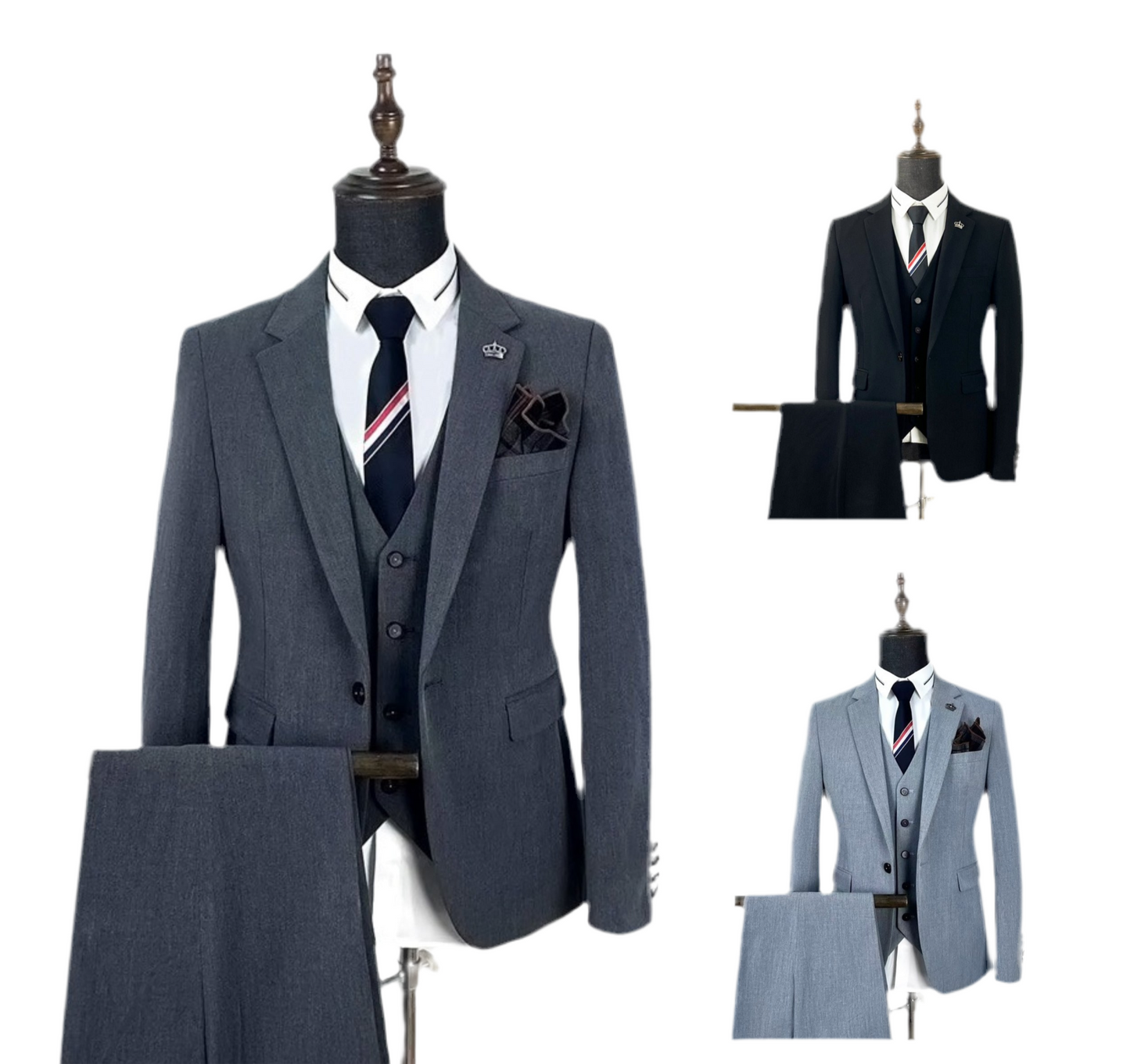 Sharp & Tailored - Completo da uomo slim fit monopetto elegante, completo da giacca, pantaloni e gilet da matrimonio | HC69