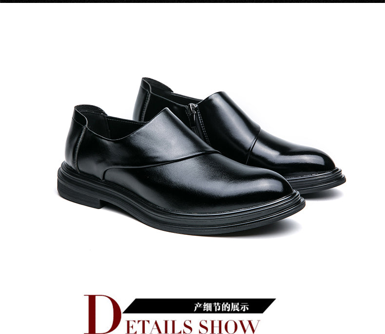 Mocassins d'affaires à bout pointu pour hommes avec fermeture à glissière, chaussures habillées élégantes et élégantes | 7823