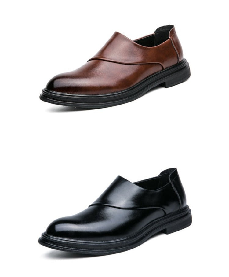 Mocassins d'affaires à bout pointu pour hommes avec fermeture à glissière, chaussures habillées élégantes et élégantes | 7823