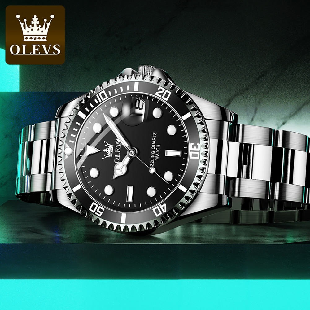 Men's Premium Stainless Steel Band Quartz Watch with Calendar Fashion Wristwatch | OLEVS5885