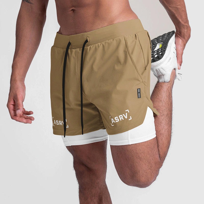 New Double Deck Running Shorts Fitness Workout Bermuda Quick Dry Short Pants Bottoms | K-55