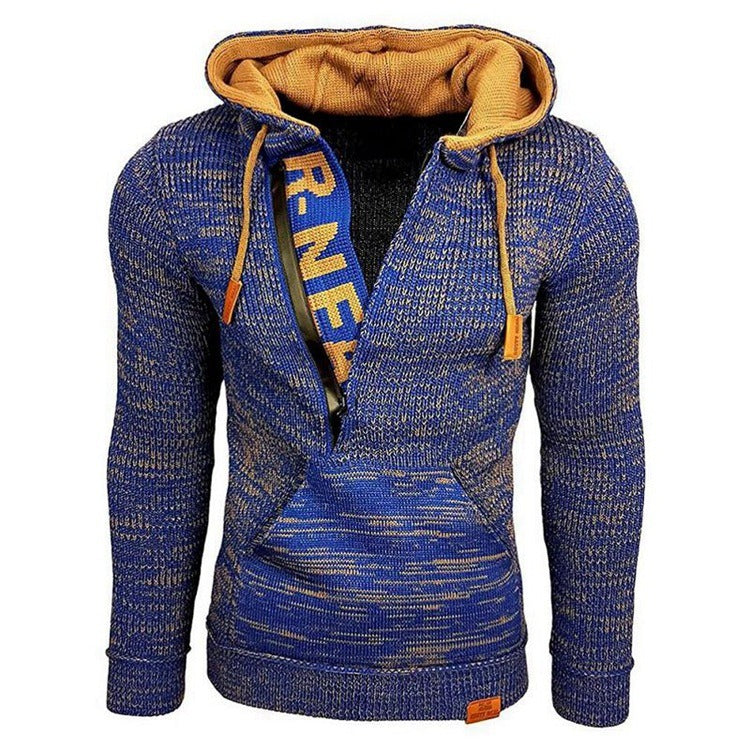 Pull à capuche et manches longues pour homme, élégant et chaud, avec col zippé et sweat-shirt d'hiver