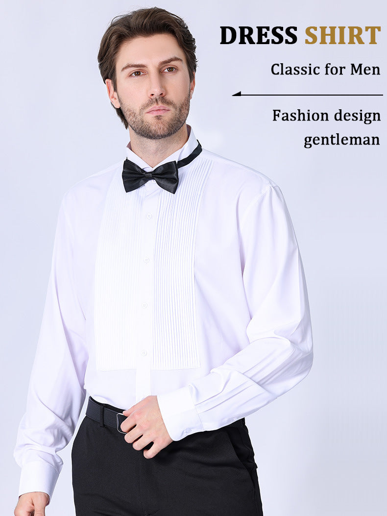 Camicia da uomo con doppia pieghe, elegante camicia francese da lavoro di alta qualità | LF631