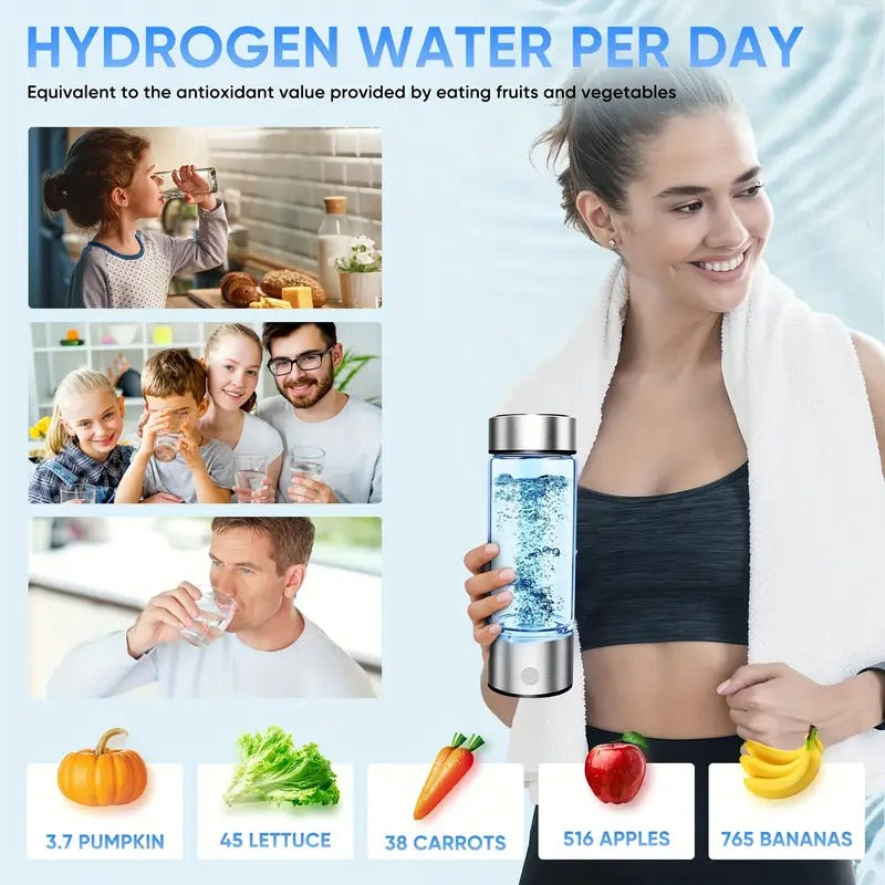 Hydrogen Water Bottle – USB Rechargeable & Portable with Stainless Steel Cap Transforms Regular Water into Hydrogen-Rich Hydration | TQ-08