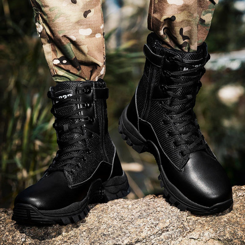 Scarpe tattiche da uomo per esterni, stivali da caccia, da deserto, di sicurezza, da polizia, impermeabili, antiscivolo, da trekking
