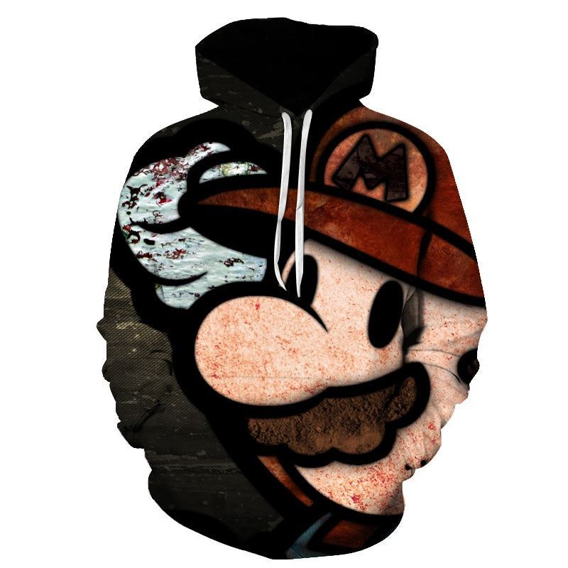 Felpa con cappuccio stampata Super Mario Bros Pullover Autunno hip-hop Cappotto Felpa Maglione | w17747