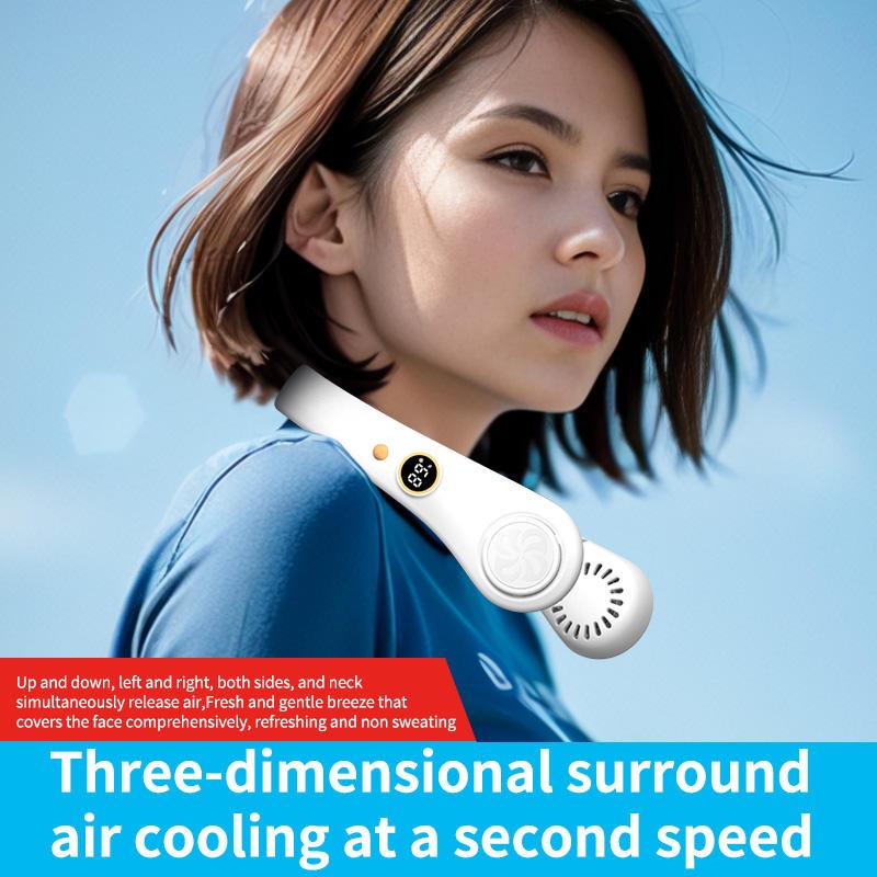 Cooling Fan Usb Rechargeable Portable Outdoor Neck Fan With Digital Display | R8
