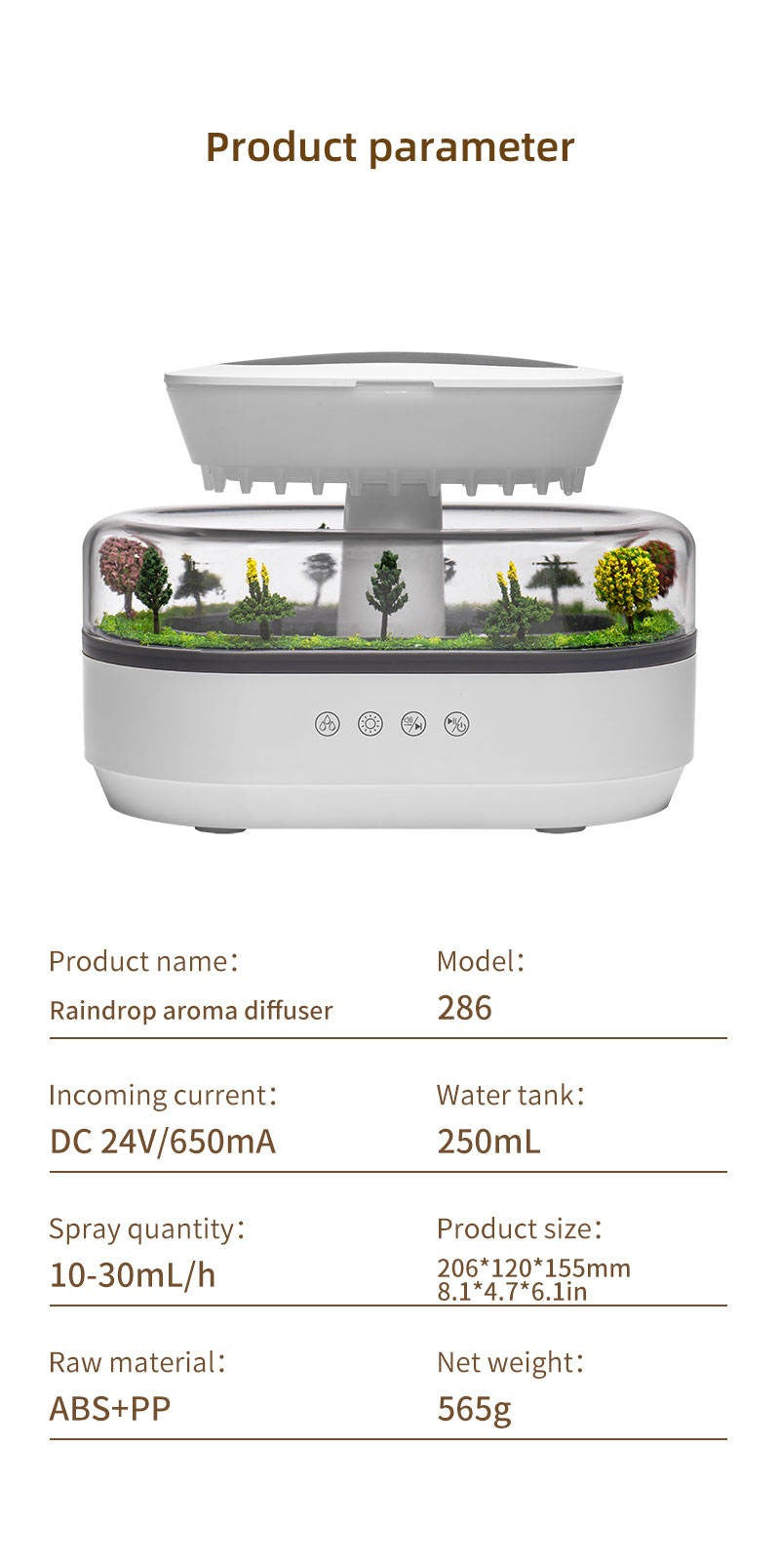 Raindrop Ultrasonic Humidifier & Smart Home White Noise & Fragrance Machine Aromatherapy Diffuser | LW286