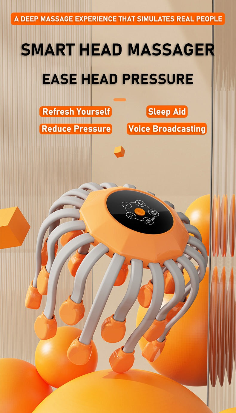 Appareil de massage intelligent pour le cuir chevelu et la tête, appareil de relaxation pour tout le corps, soulage la fatigue, appareil de massage électrique pour le cuir chevelu Octopus | MZ-HM156