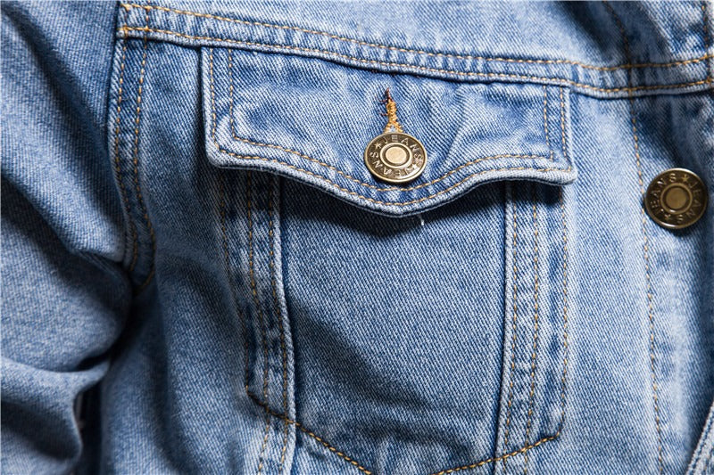 Giacca invernale da uomo a maniche lunghe in cotone casual taglie forti in denim | jk609