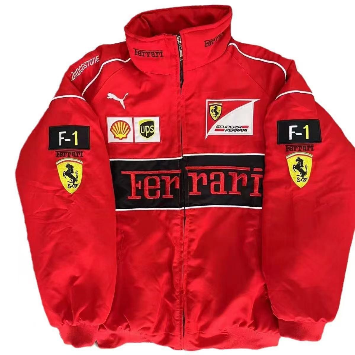 F1 Ferrari Embroidered Racing Suit Jacket Retro Style Motorcycle Riding Jacket for Spring & Autumn | AL776286320703