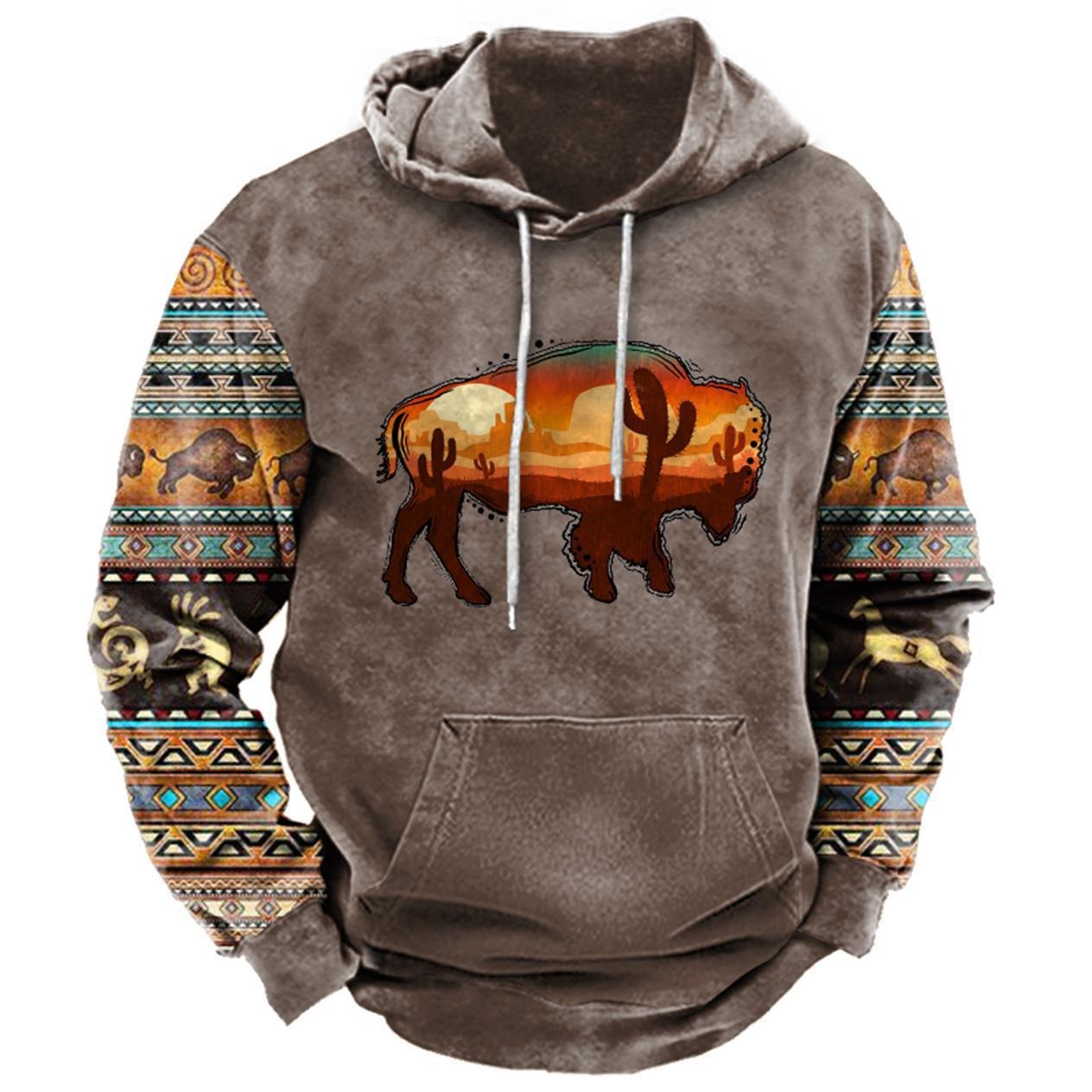 Sweat-shirt à capuche pour homme avec imprimé animal en 3D