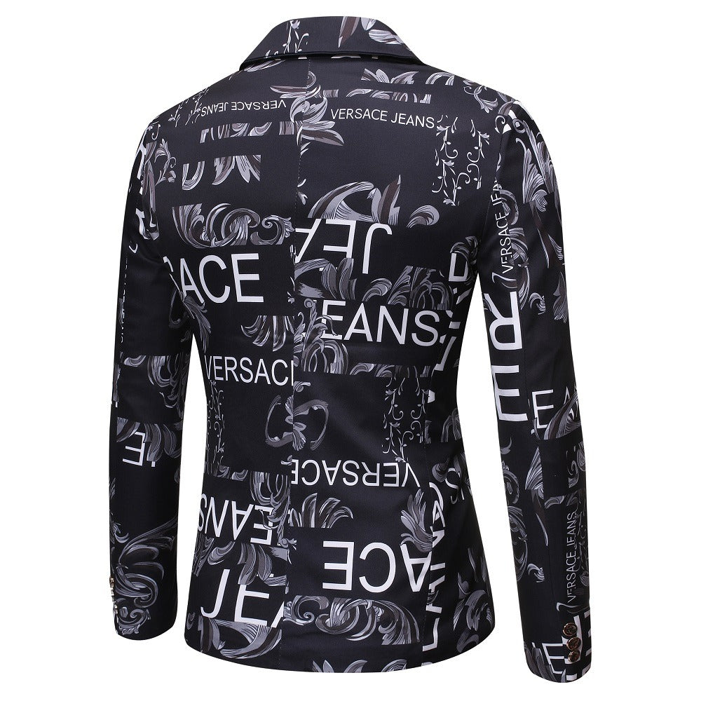 Veste blazer à manches longues et coupe slim pour homme, imprimé floral, 1 bouton, cranté | X07