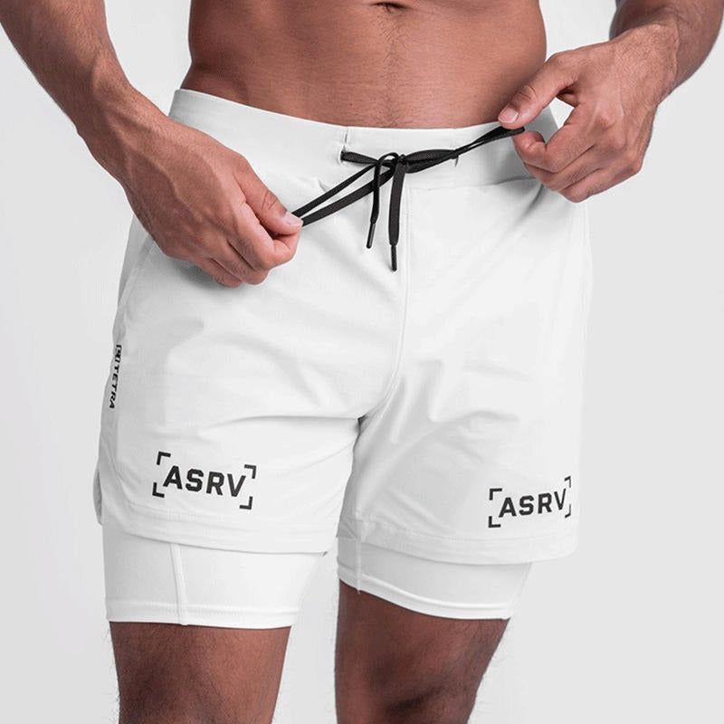 New Double Deck Running Shorts Fitness Workout Bermuda Quick Dry Short Pants Bottoms | K-55