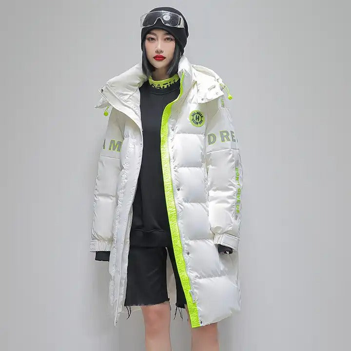 Unisex Inverno Piumino d'anatra Più giacche spesse Cerniera Cappuccio Imbottito Lungo Cappotto