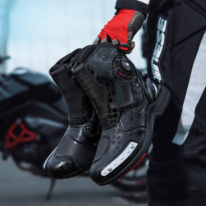Scarpe da motociclista in pelle con supporto per caviglia impermeabile professionale | 666