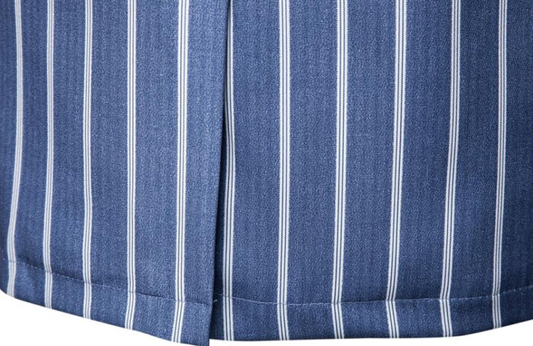 Giacca da uomo blu a righe con due bottoni, da festa, da lavoro, formale | 1812