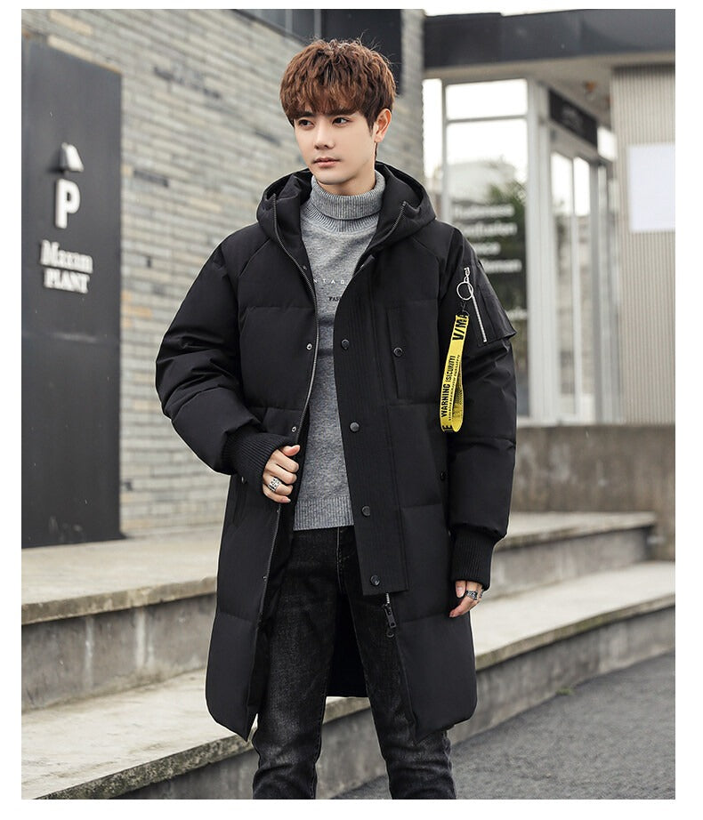 Uomo caldo lungo parka casual cappotto cerniera imbottito piumino giacca | 550