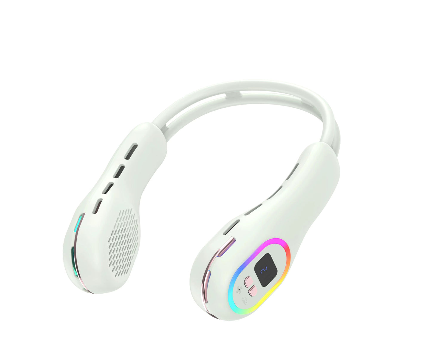 Ventilatore da collo estivo indossabile a mani libere senza pale Ventilatori di raffreddamento LED Luce colorata 3 velocità Regolazione della direzione del vento a 360° Aria condizionata portatile ricaricabile | S57