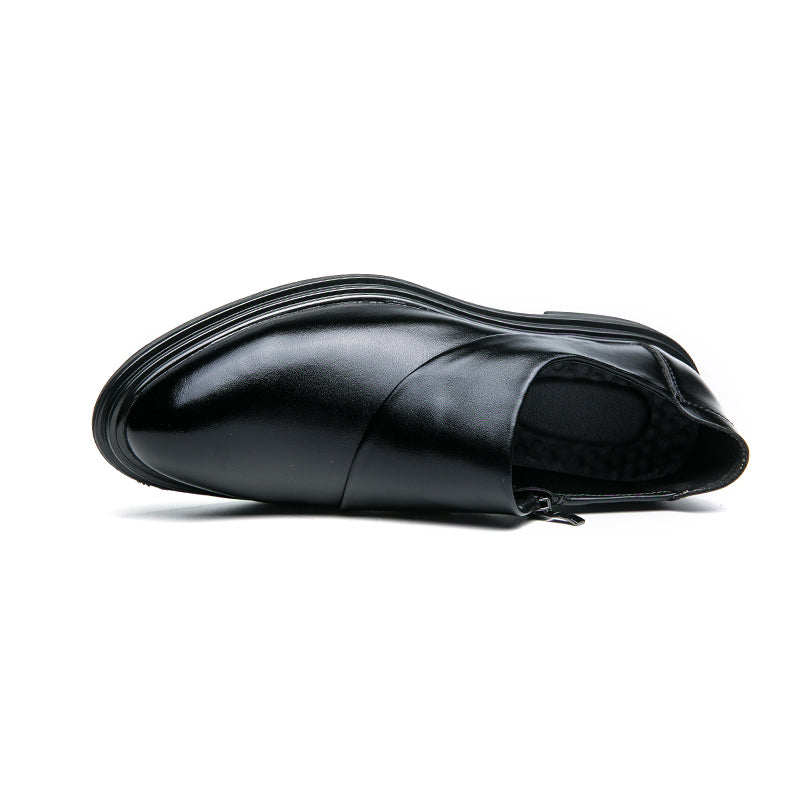 Mocassins d'affaires à bout pointu pour hommes avec fermeture à glissière, chaussures habillées élégantes et élégantes | 7823