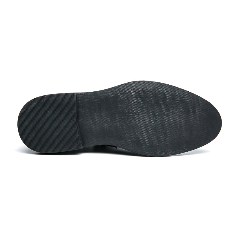 Mocassins d'affaires à bout pointu pour hommes avec fermeture à glissière, chaussures habillées élégantes et élégantes | 7823